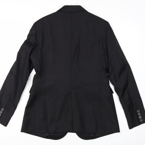 DAKS London Women's Black Wool Blazer UK 12 Single-Breasted Jacket