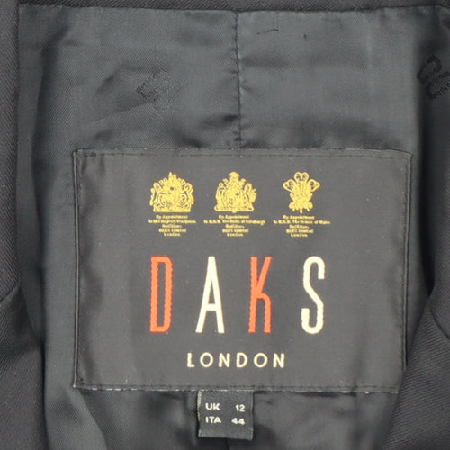 DAKS London Women's Black Wool Blazer UK 12 Single-Breasted Jacket