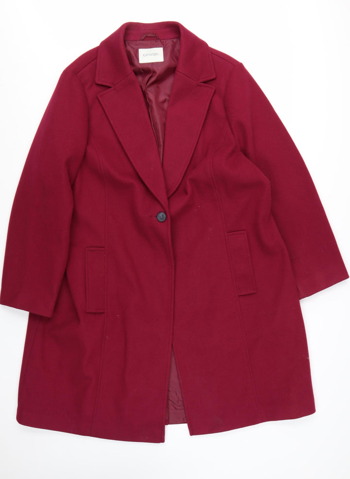 George Women's Red Long Polyester Overcoat Size 24