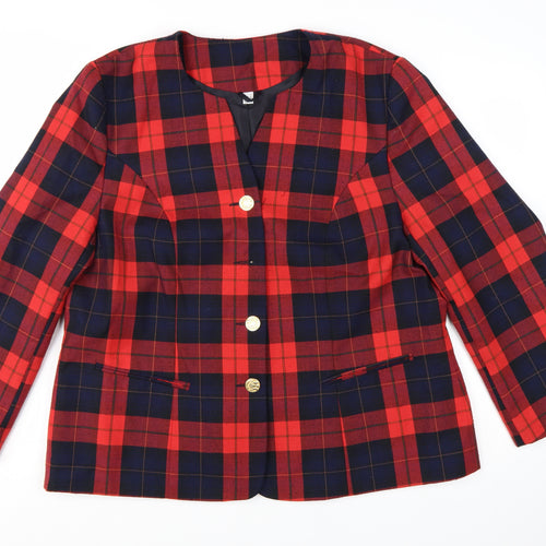 Hamells Womens Red Tartan Check Blazer Jacket UK 20 Classic Lined
