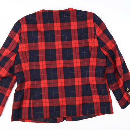 Hamells Womens Red Tartan Check Blazer Jacket UK 20 Classic Lined