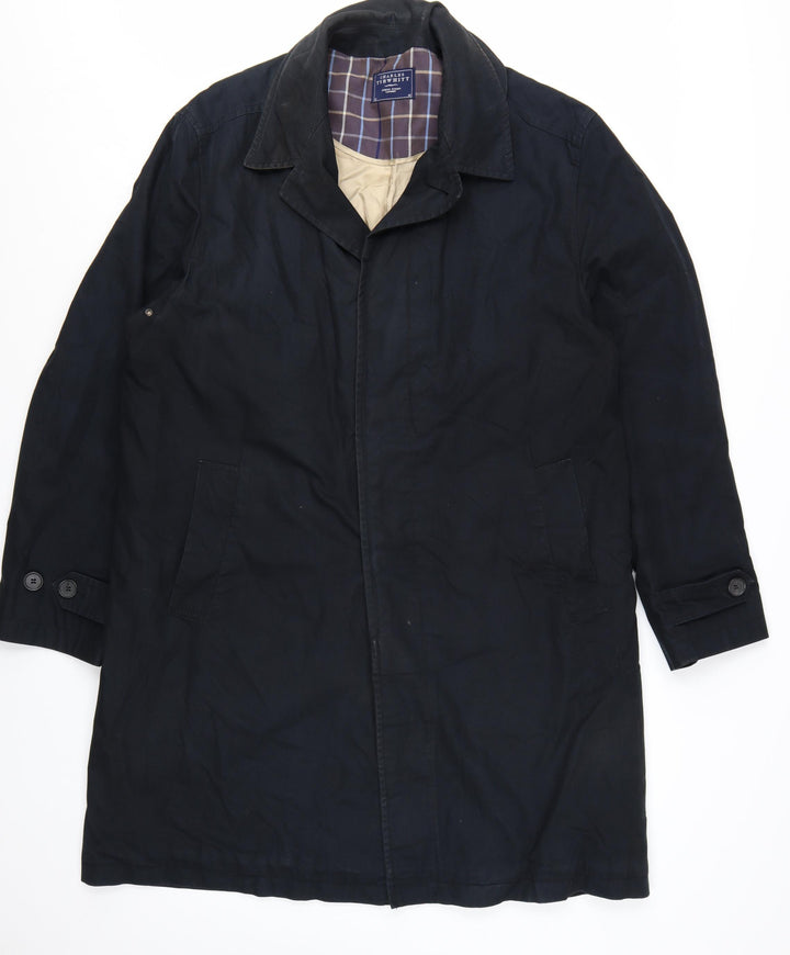 Charles Tyrwhitt Men's Black Cotton Overcoat 42 Regular Classic Style