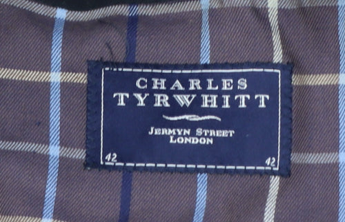 Charles Tyrwhitt Men's Black Cotton Overcoat 42 Regular Classic Style