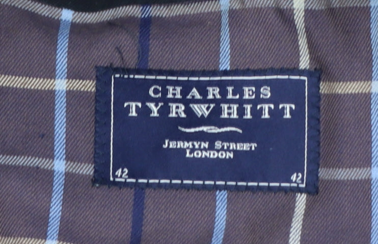 Charles Tyrwhitt Men's Black Cotton Overcoat 42 Regular Classic Style