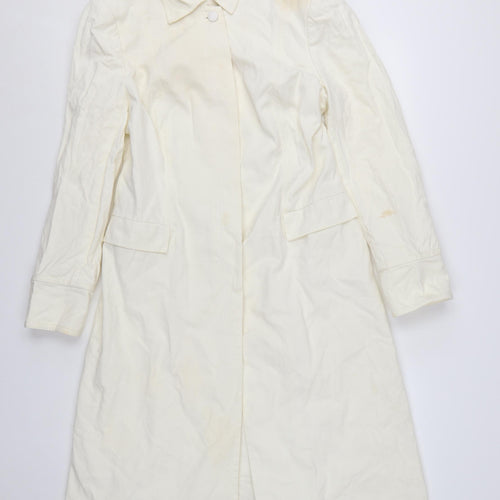 Fenn Wright Manson Women's Ivory Long Cotton Trench Coat UK 14