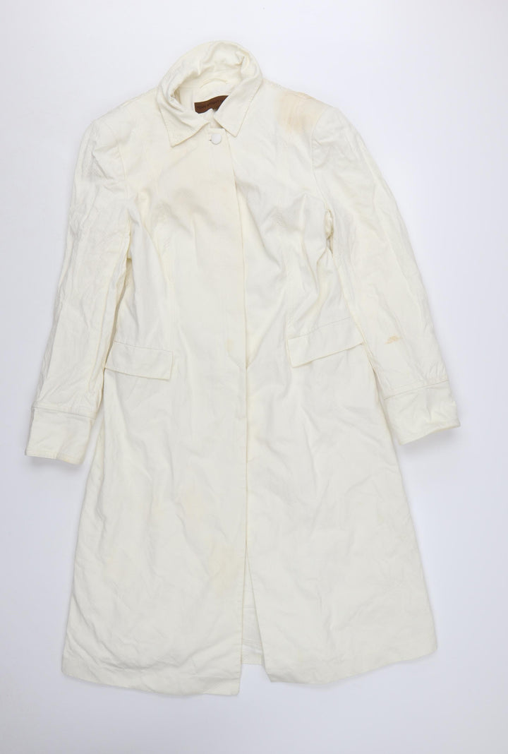 Fenn Wright Manson Women's Ivory Long Cotton Trench Coat UK 14
