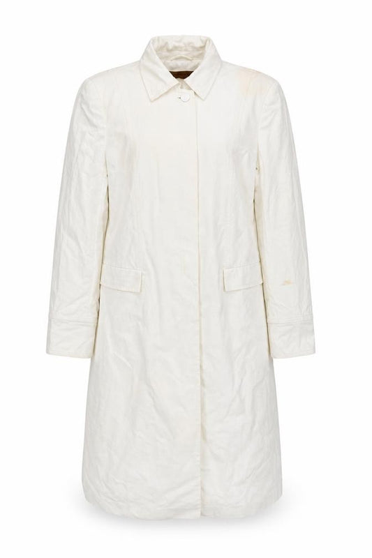 Front view of Fenn Wright Manson Women's Ivory Long Cotton Trench Coat UK 14