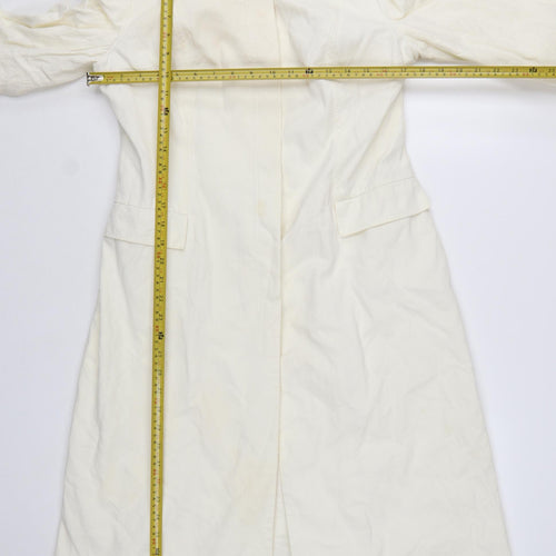 Fenn Wright Manson Women's Ivory Long Cotton Trench Coat UK 14