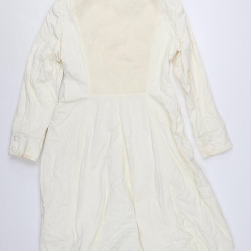 Fenn Wright Manson Women's Ivory Long Cotton Trench Coat UK 14