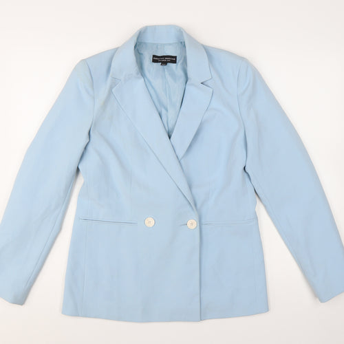Dorothy Perkins Women Blue Double-Breasted Blazer UK 10 Polyester Blend