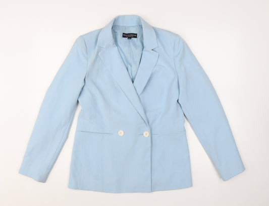 Dorothy Perkins Women Blue Double-Breasted Blazer UK 10 Polyester Blend