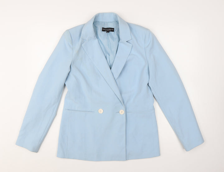 Dorothy Perkins Women Blue Double-Breasted Blazer UK 10 Polyester Blend