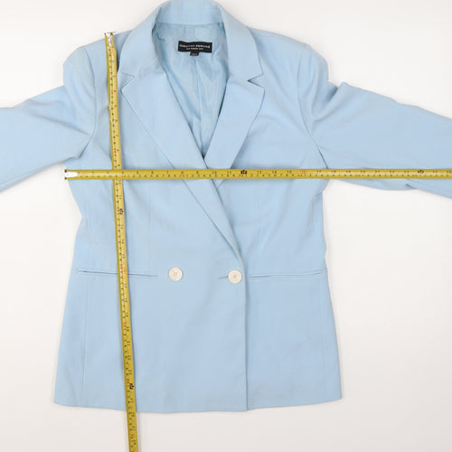 Dorothy Perkins Women Blue Double-Breasted Blazer UK 10 Polyester Blend