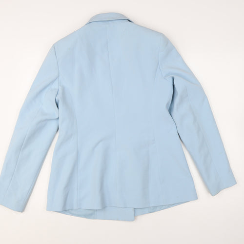 Dorothy Perkins Women Blue Double-Breasted Blazer UK 10 Polyester Blend