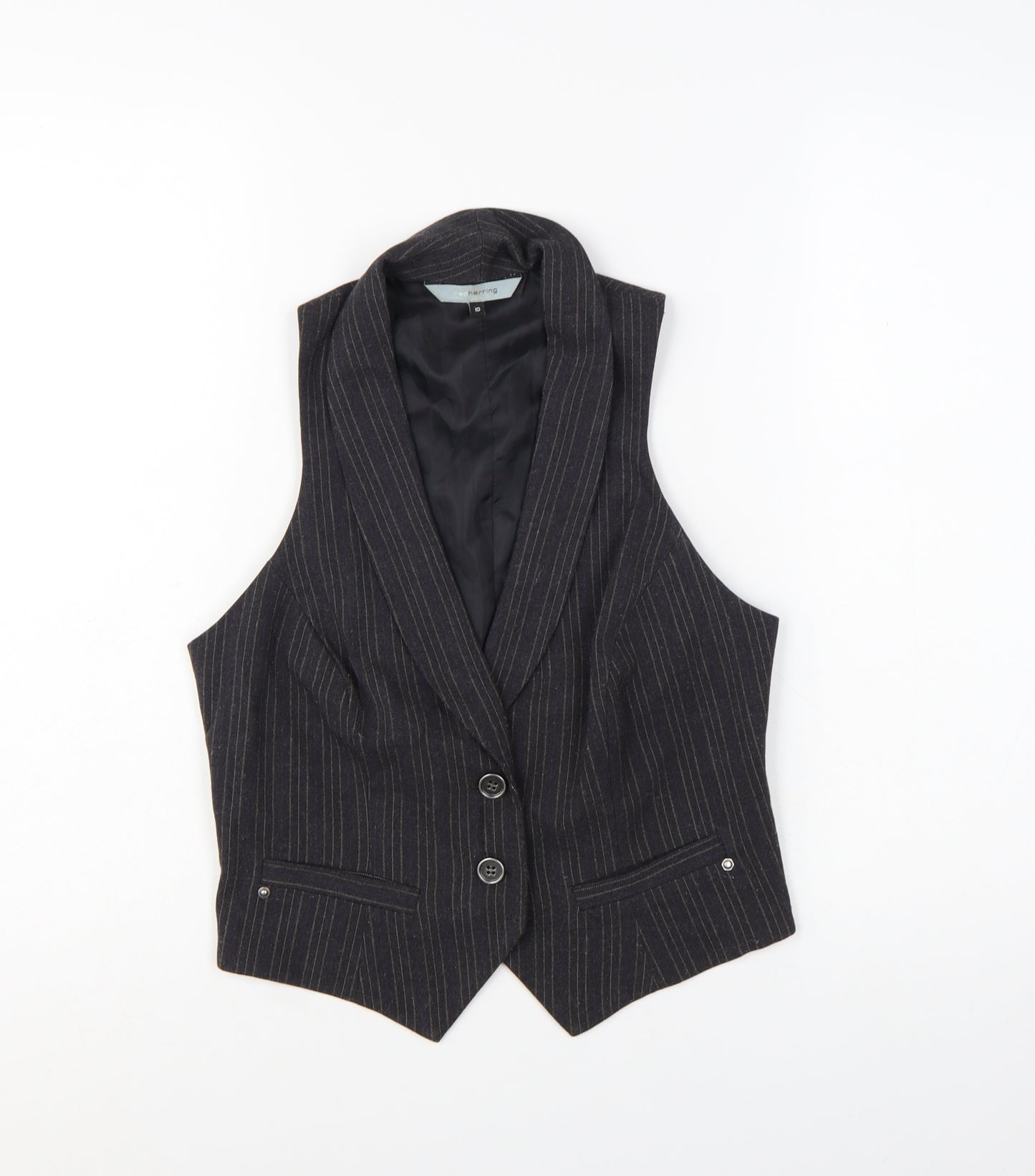 Red Herring Women's Black Pinstripe Suit Waistcoat Size 10