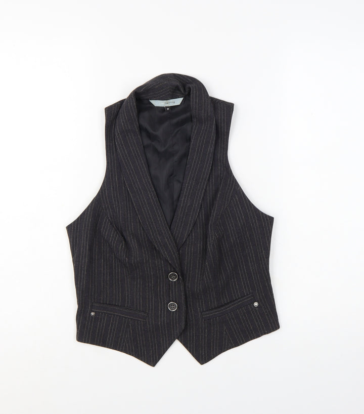 Red Herring Women's Black Pinstripe Suit Waistcoat Size 10