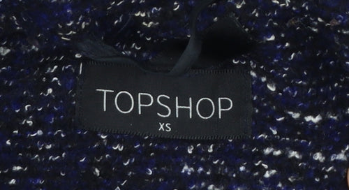 Topshop Womens Blue Tweed Mid-Length Overcoat XS