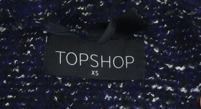 Topshop Womens Blue Tweed Mid-Length Overcoat XS