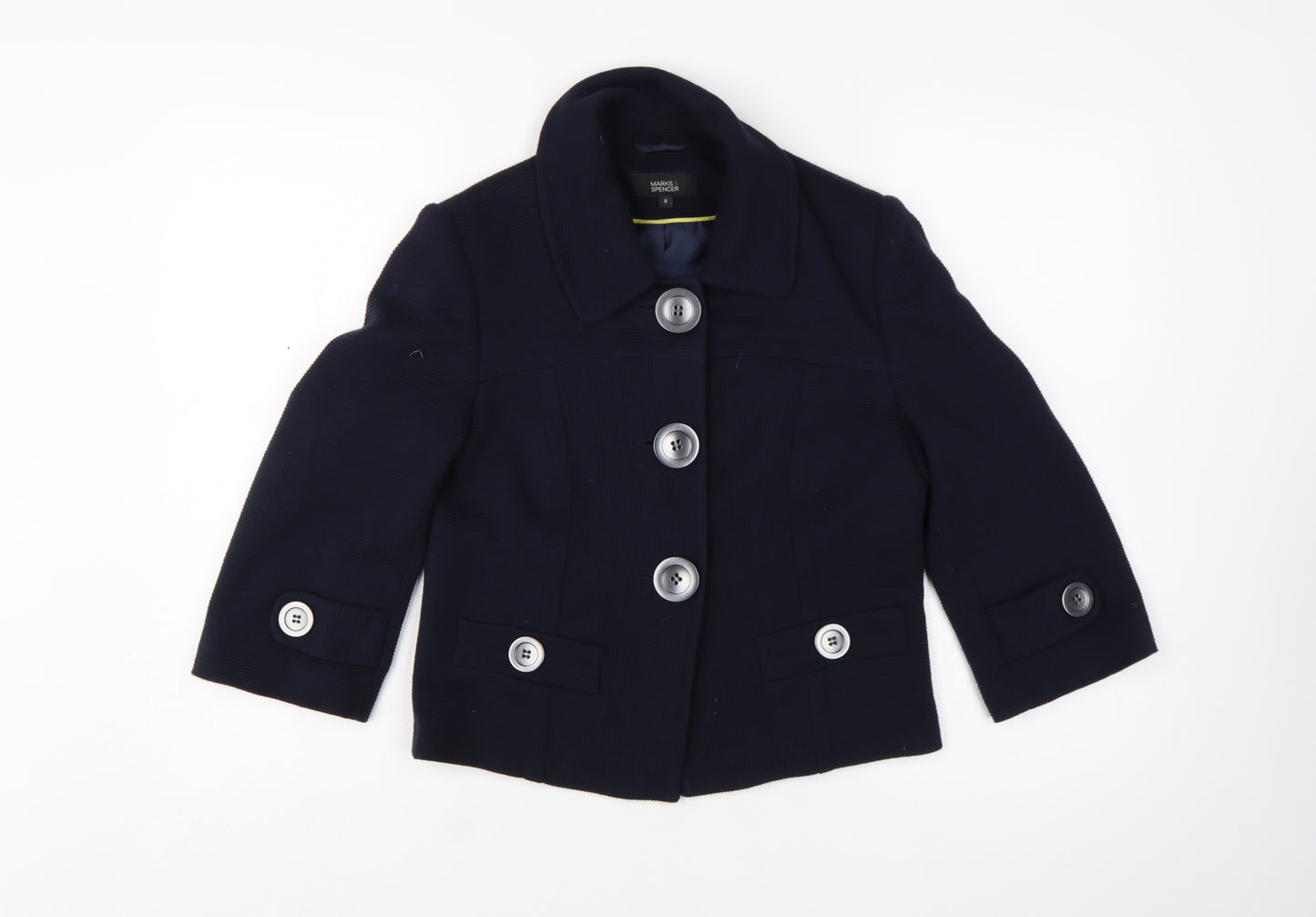 Marks and Spencer Women's Blue 3/4 Sleeve Short Blazer Size 8
