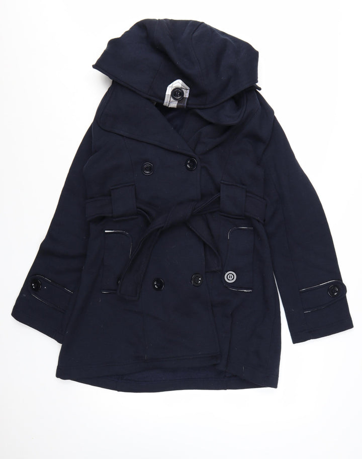 Urban Diva Women’s Blue Trench Coat Hooded Belted L
