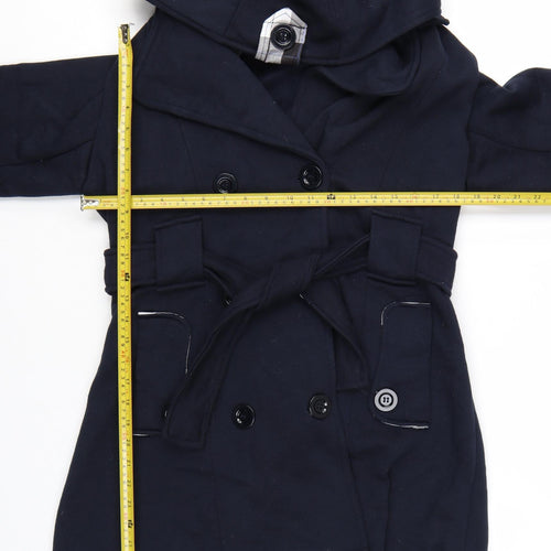 Urban Diva Women’s Blue Trench Coat Hooded Belted L