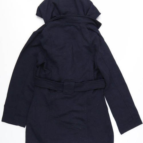 Urban Diva Women’s Blue Trench Coat Hooded Belted L