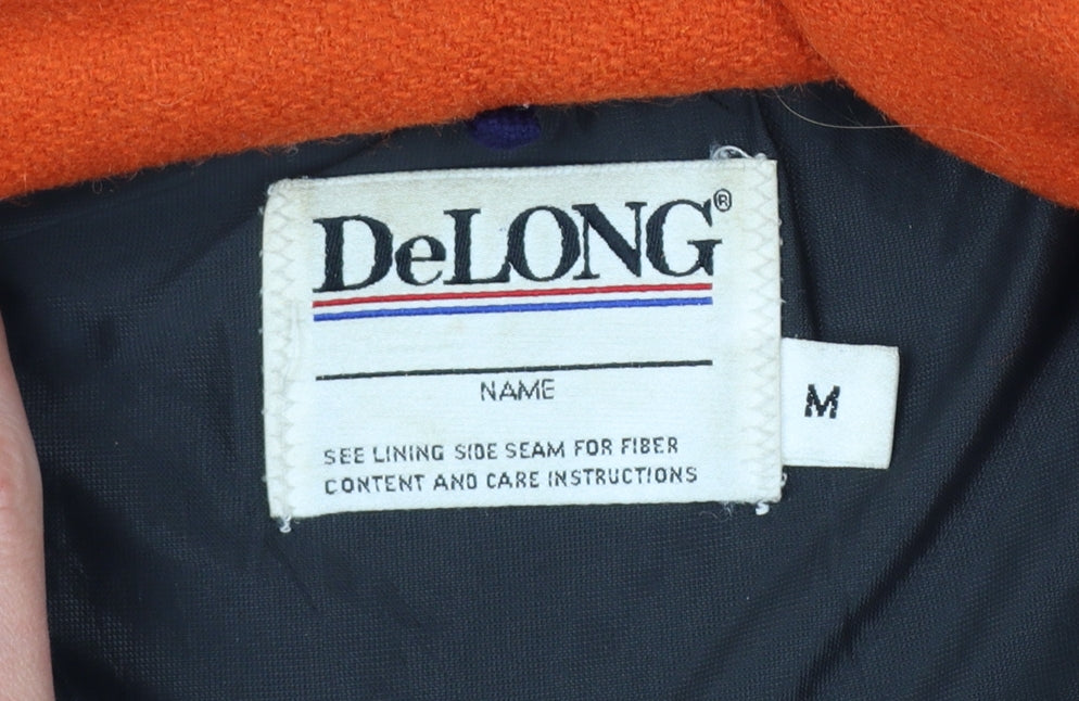 DeLong Women’s Black Varsity Jacket M Wool Leather Hooded Retro Style