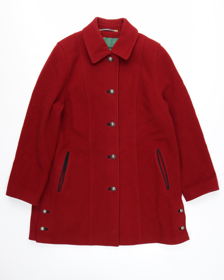 Rowland's Women's Red Wool Cashmere Blend Mid-Length Coat Size 18