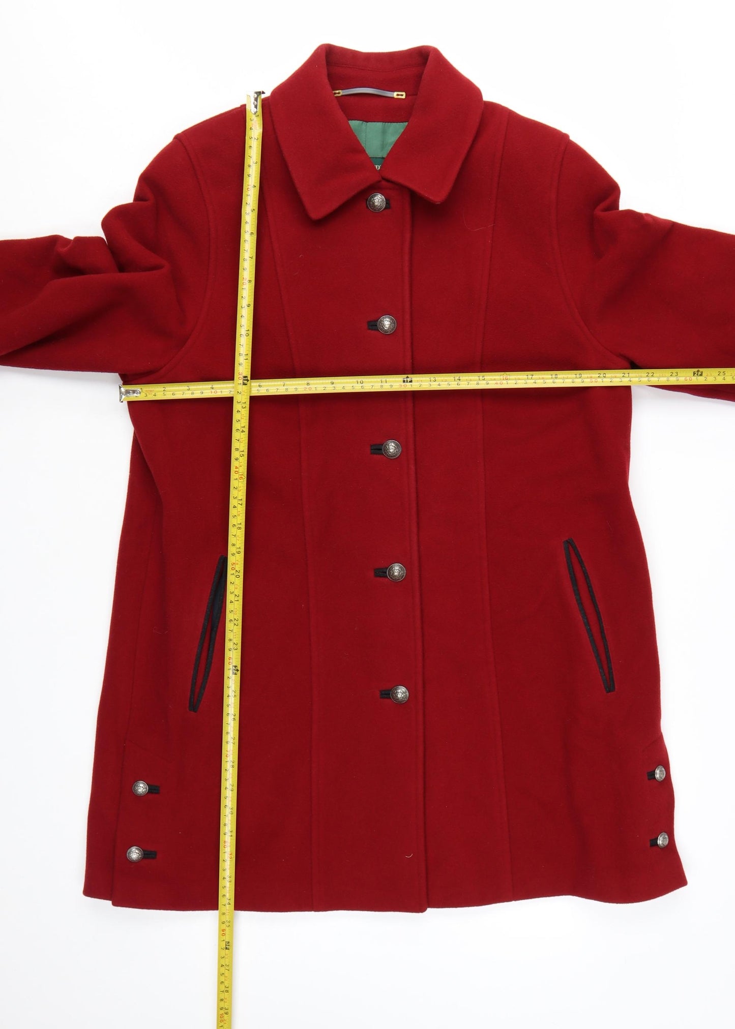 Rowland's Women's Red Wool Cashmere Blend Mid-Length Coat Size 18
