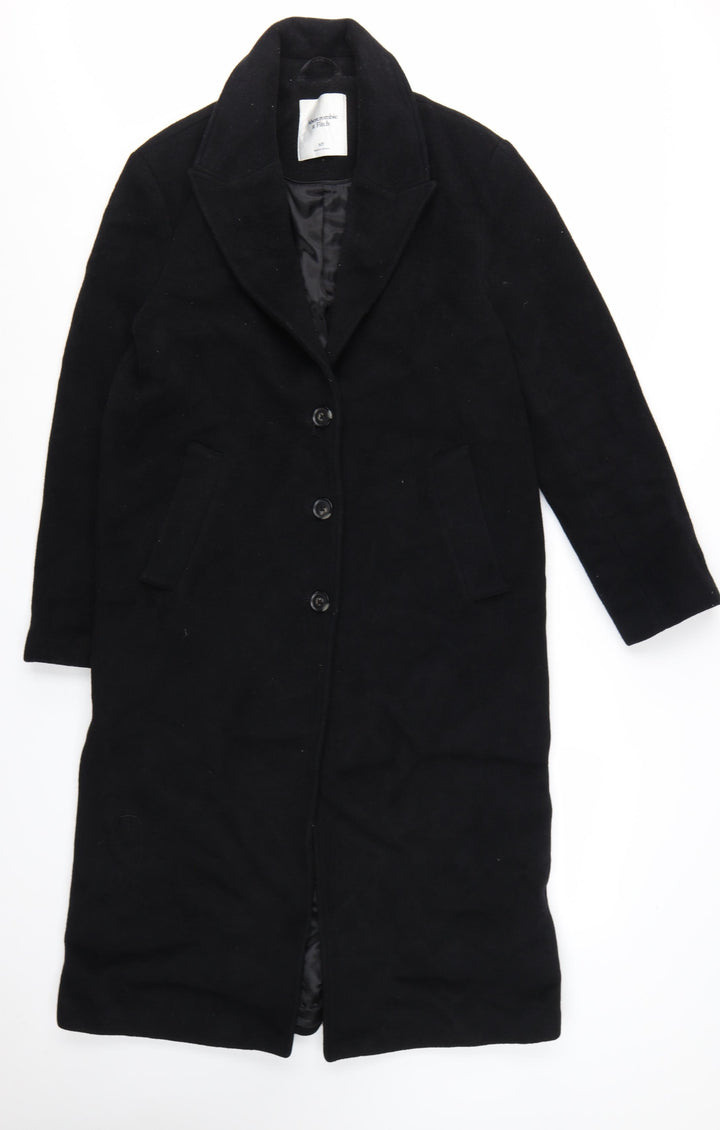 Abercrombie & Fitch Womens Black Wool Long Overcoat M