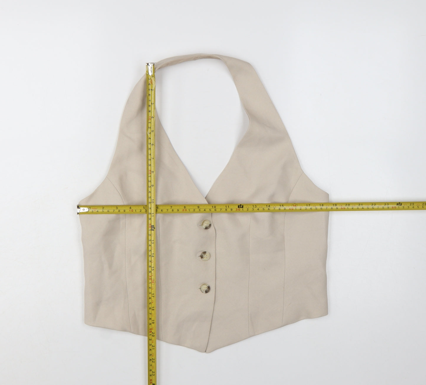 Primark Women Beige Suit Waistcoat L Halter Neck Tailored Vest