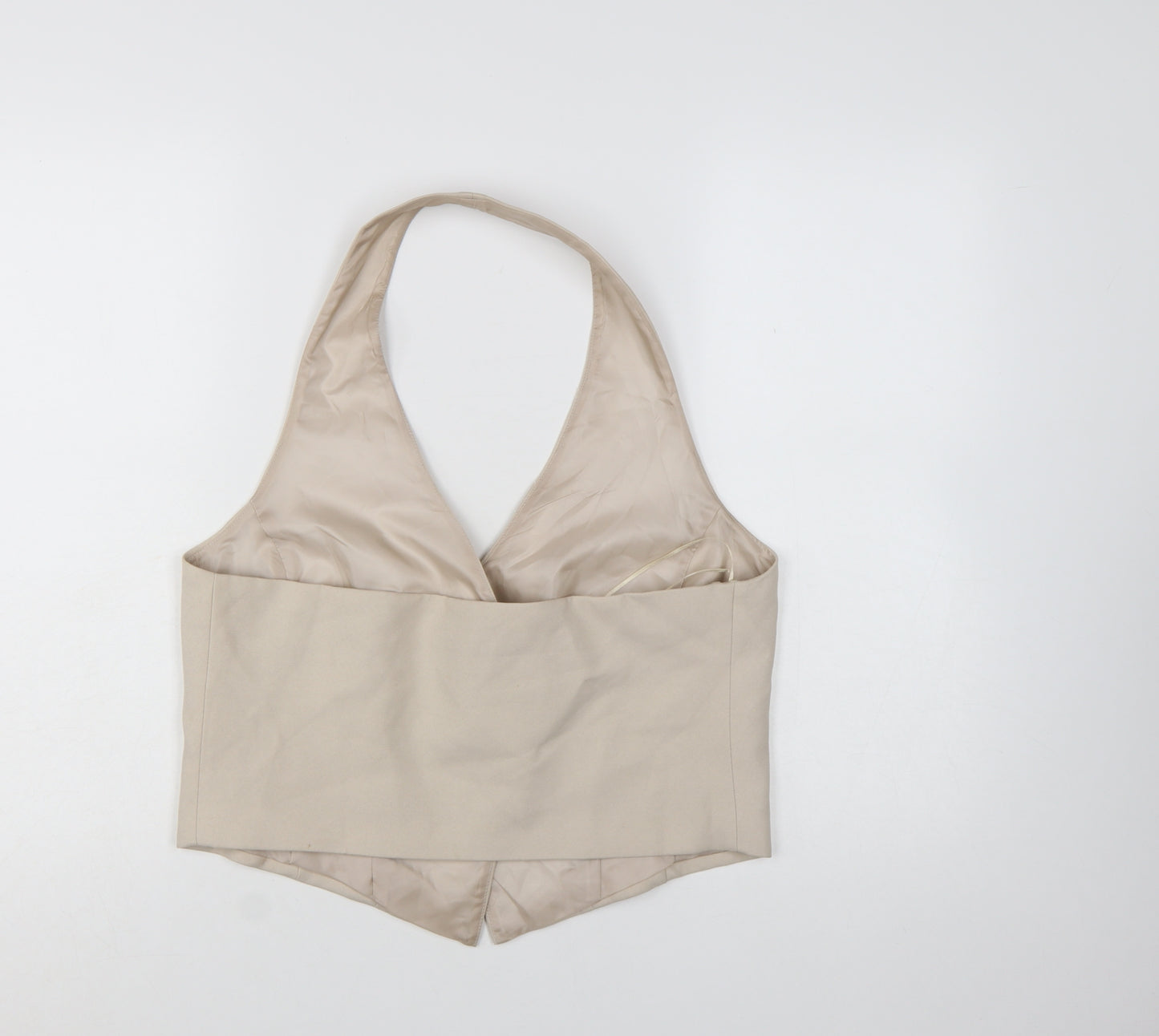Primark Women Beige Suit Waistcoat L Halter Neck Tailored Vest