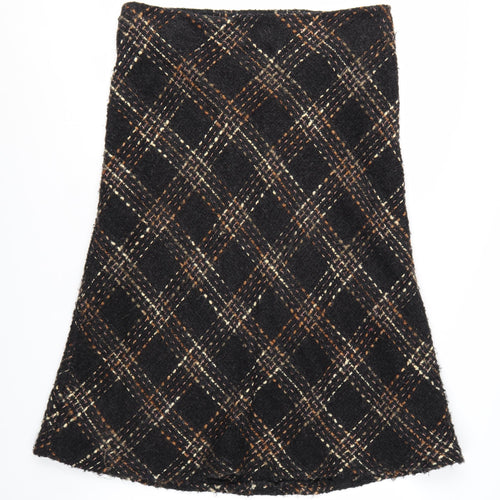 Marks and Spencer Per Una Women's Brown Check Tweed A-Line Skirt Size 16