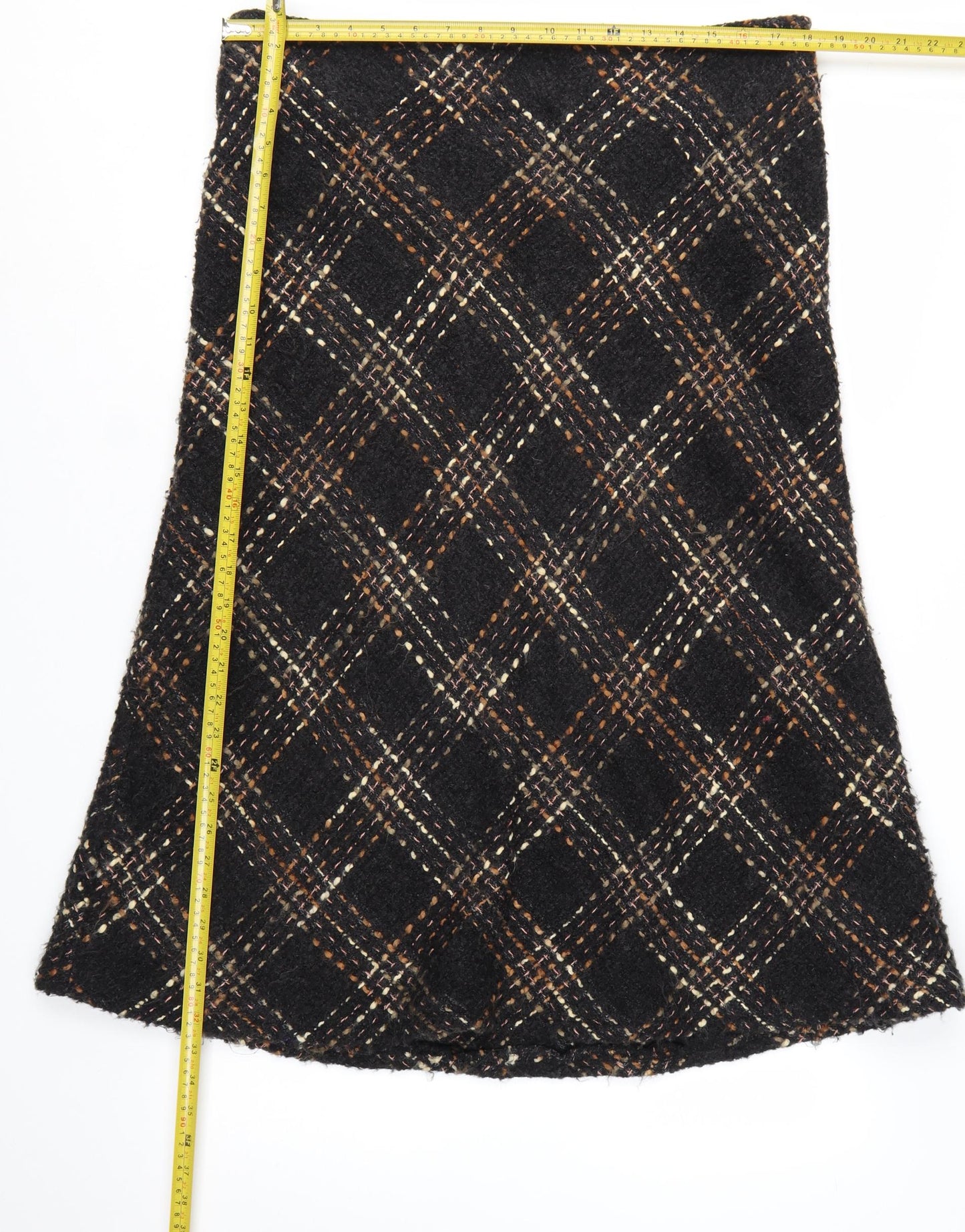 Marks and Spencer Per Una Women's Brown Check Tweed A-Line Skirt Size 16