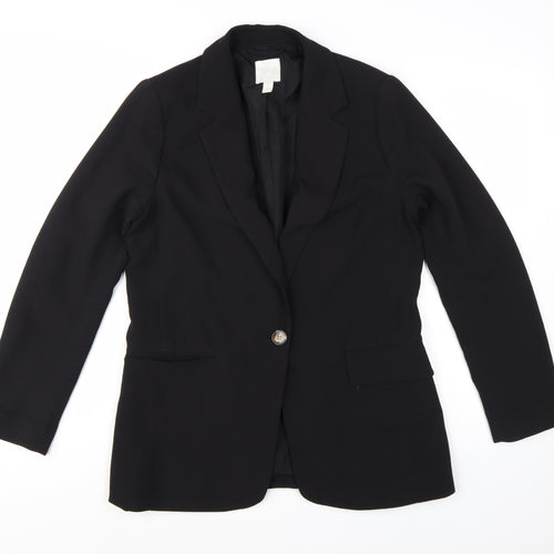 H&M Women's Black UK 12 Single-Breasted Blazer Jacket