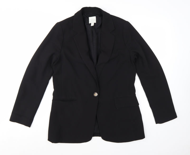 H&M Women's Black UK 12 Single-Breasted Blazer Jacket