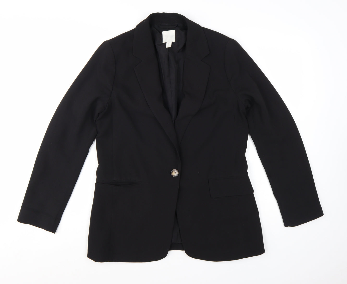 H&M Women's Black UK 12 Single-Breasted Blazer Jacket