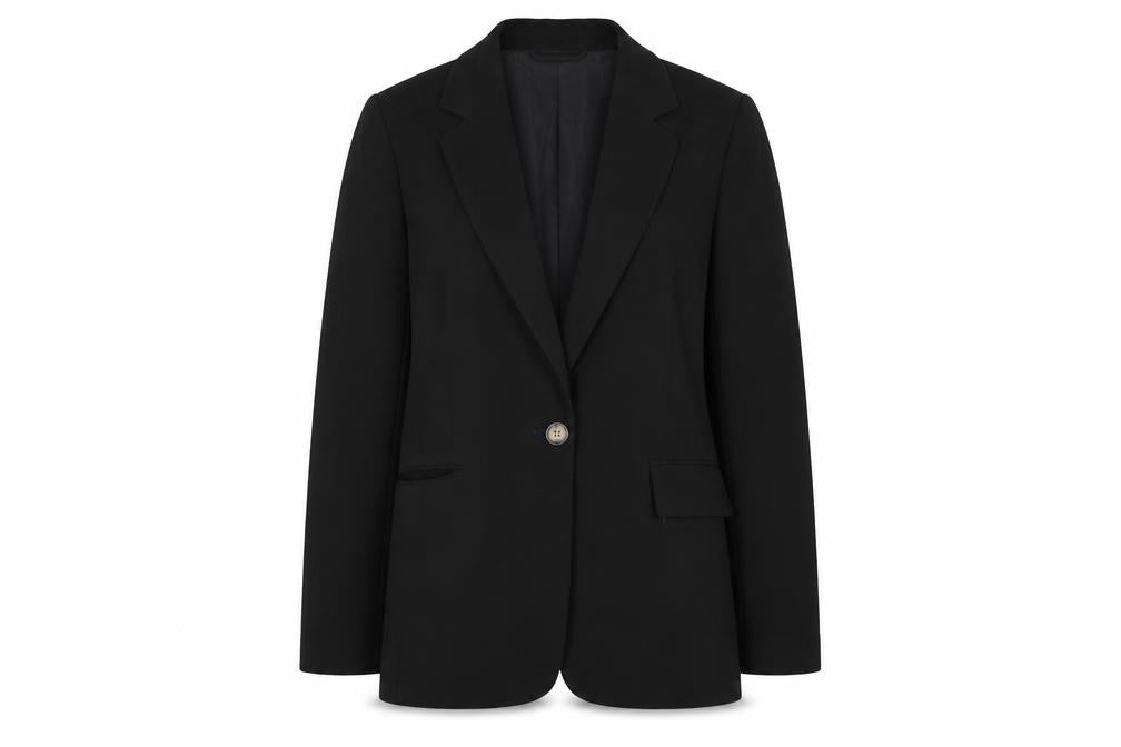 Front view of H&M Women's Black UK 12 Single-Breasted Blazer Jacket