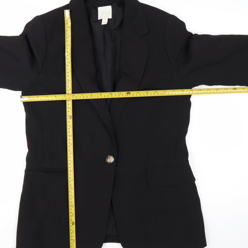 H&M Women's Black UK 12 Single-Breasted Blazer Jacket