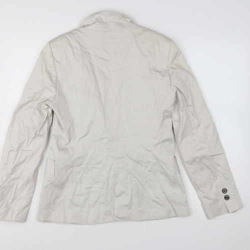 Zara Basic Women Beige Single-Breasted Cotton Blazer Size L