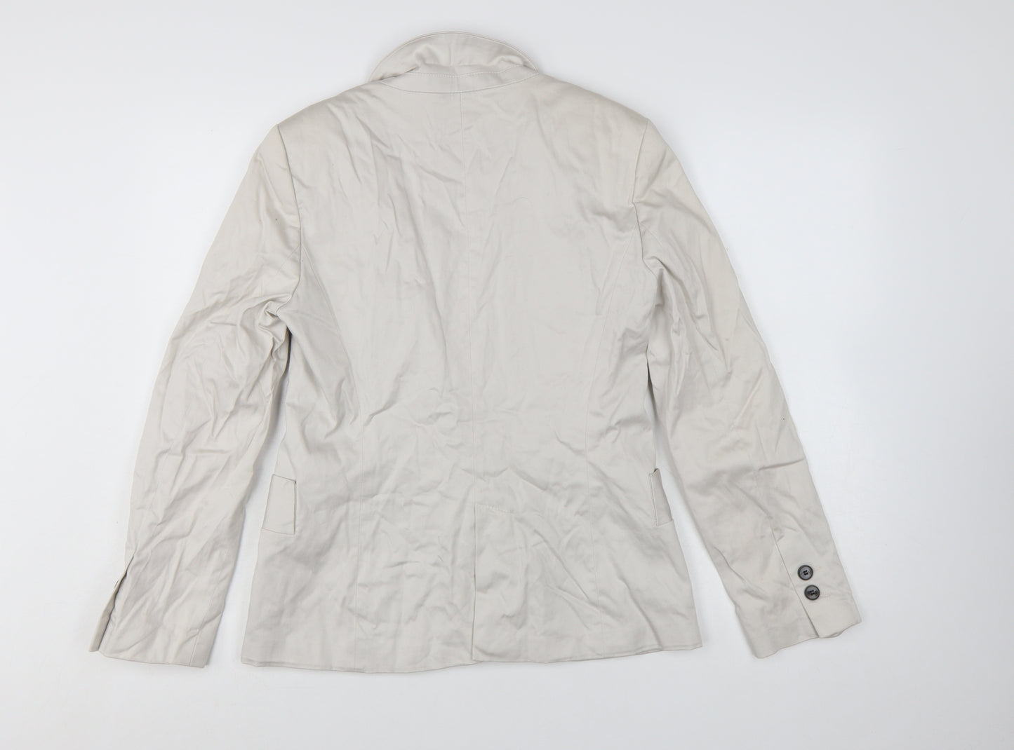Zara Basic Women Beige Single-Breasted Cotton Blazer Size L