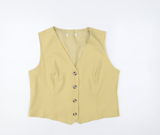 Primark Women Beige Suit Waistcoat Lined Sleeveless Size L