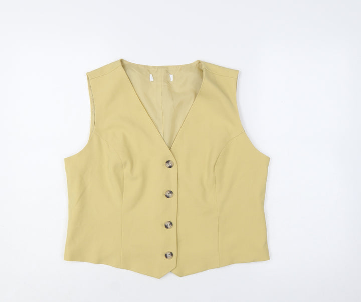 Primark Women Beige Suit Waistcoat Lined Sleeveless Size L
