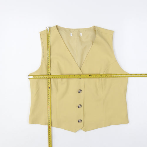 Primark Women Beige Suit Waistcoat Lined Sleeveless Size L