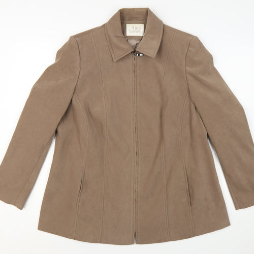 Ann Harvey Women's Beige Suede Look Zip Jacket UK 16