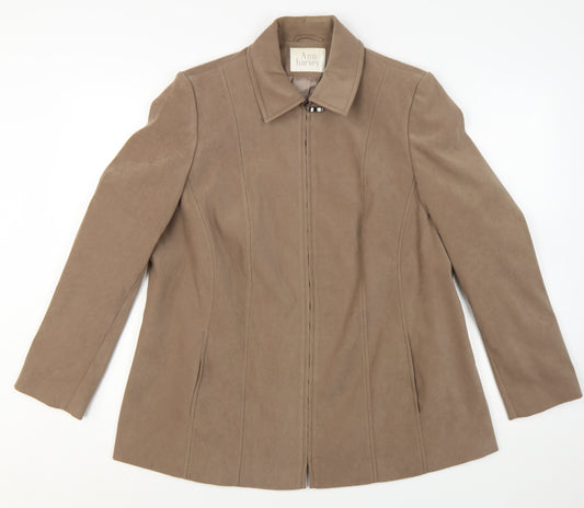 Ann Harvey Women's Beige Suede Look Zip Jacket UK 16