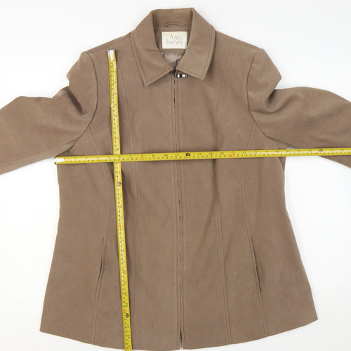 Ann Harvey Women's Beige Suede Look Zip Jacket UK 16