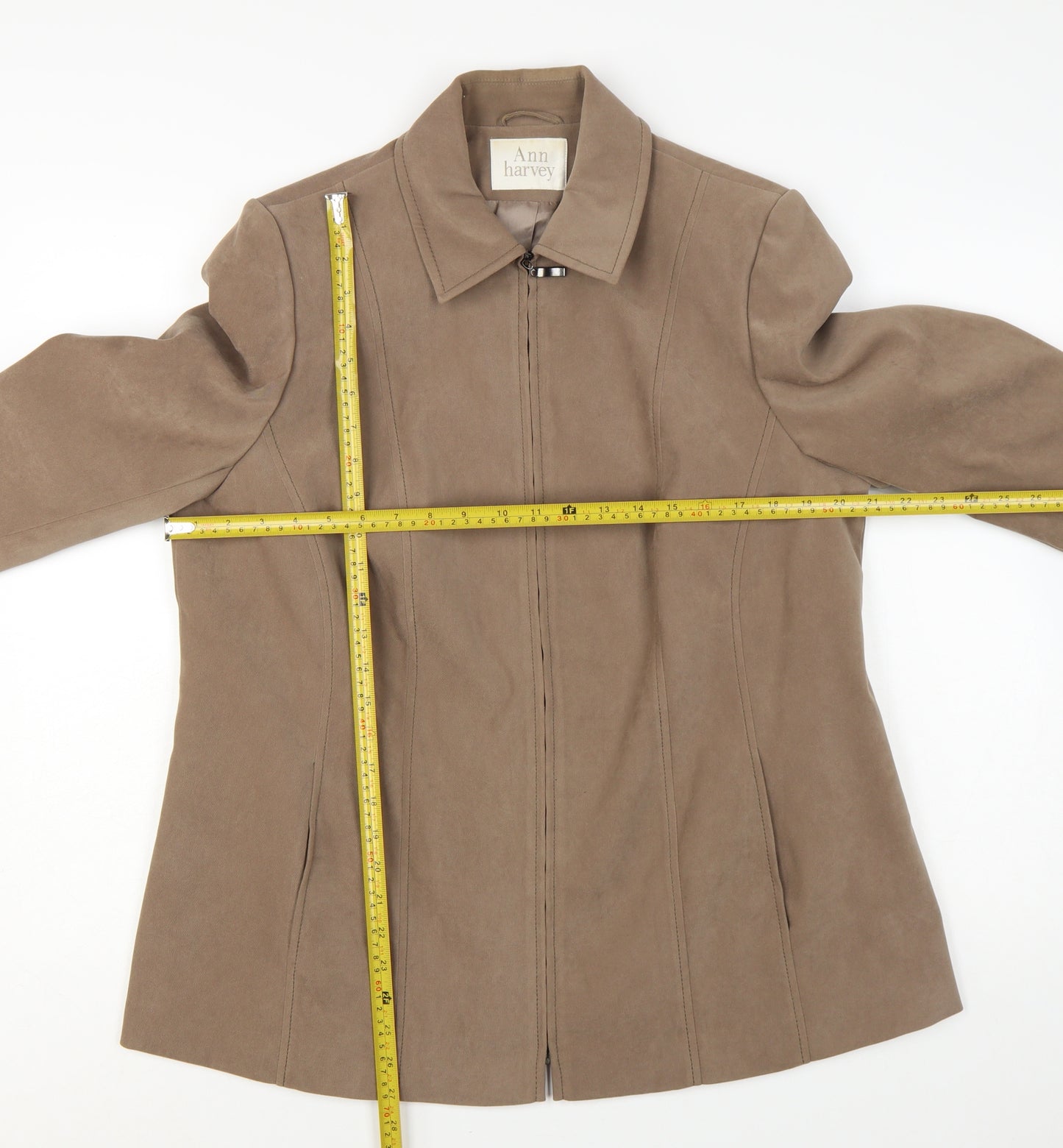 Ann Harvey Women's Beige Suede Look Zip Jacket UK 16
