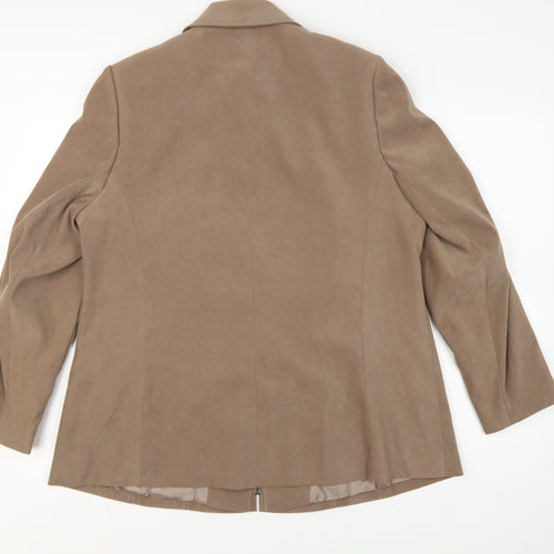 Ann Harvey Women's Beige Suede Look Zip Jacket UK 16