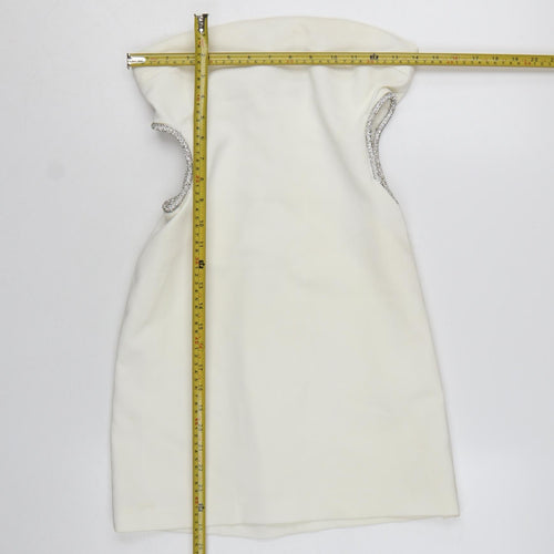 Zara Women Ivory Strapless Rhinestone Bodycon Short Dress Size 12